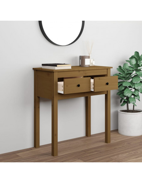 Tavolo Consolle Miele 70x35x75 cm in Legno Massello di Pino