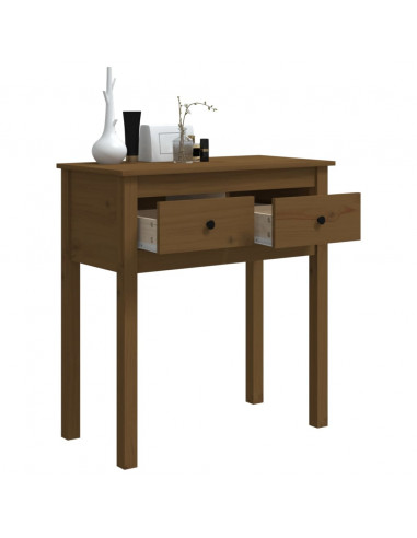 Tavolo Consolle Miele 70x35x75 cm in Legno Massello di Pino