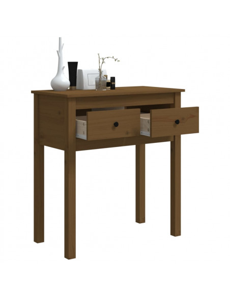 Tavolo Consolle Miele 70x35x75 cm in Legno Massello di Pino