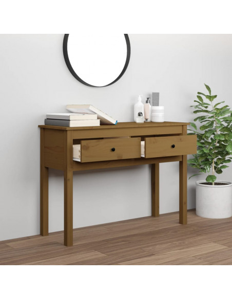 Tavolo Consolle Miele 100x35x75 cm in Legno Massello di Pino