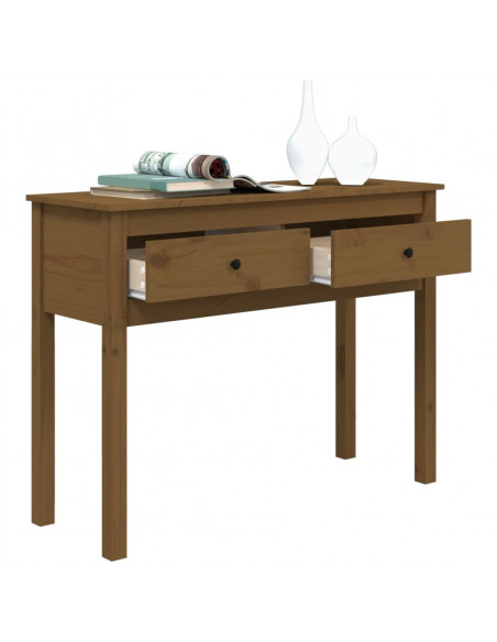 Tavolo Consolle Miele 100x35x75 cm in Legno Massello di Pino