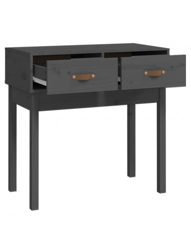 Tavolo Consolle Grigio 76,5x40x75 cm in Legno Massello di Pino