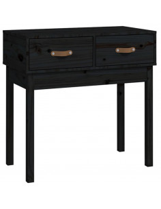 Tavolo Consolle Nero 76,5x40x75 cm in Legno Massello di Pino 2