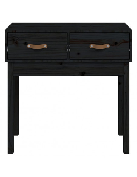 Tavolo Consolle Nero 76,5x40x75 cm in Legno Massello di Pino