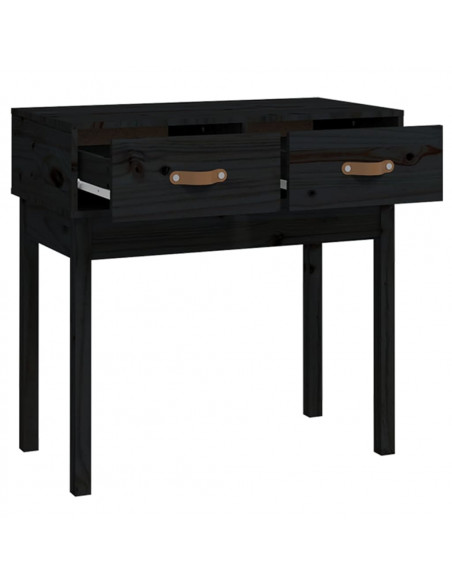 Tavolo Consolle Nero 76,5x40x75 cm in Legno Massello di Pino