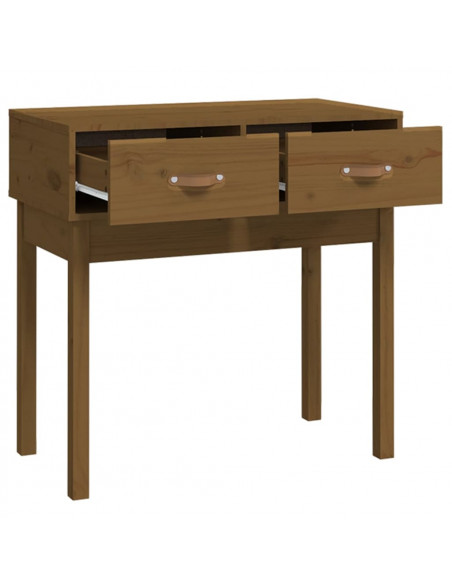 Tavolo Consolle Miele 76,5x40x75 cm in Legno Massello di Pino