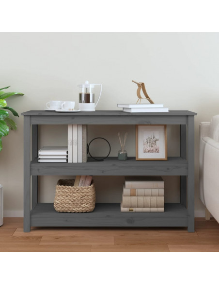 Tavolo Consolle Grigio 110x40x74 cm in Legno Massello di Pino