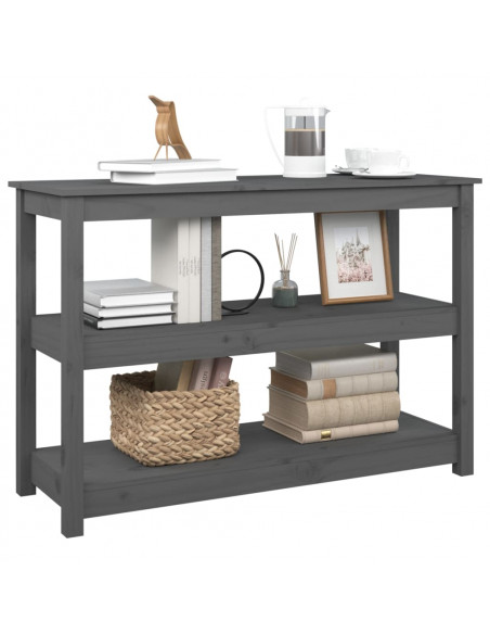 Tavolo Consolle Grigio 110x40x74 cm in Legno Massello di Pino