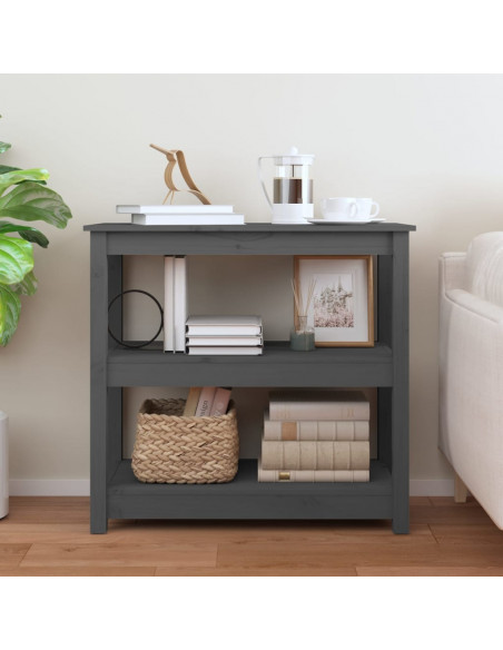 Tavolo Consolle Grigio 80x40x74 cm in Legno Massello di Pino