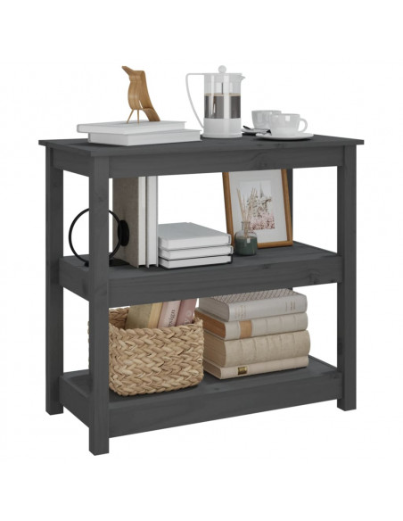 Tavolo Consolle Grigio 80x40x74 cm in Legno Massello di Pino