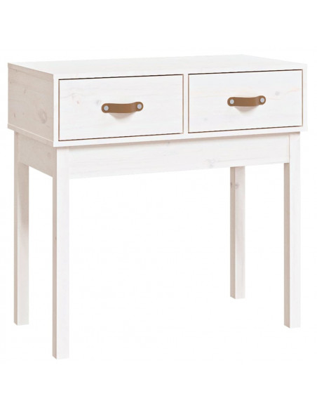 Tavolo Consolle Bianco 76,5x40x75 cm in Legno Massello di Pino