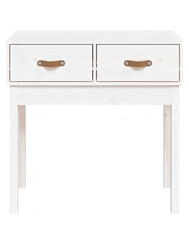 Tavolo Consolle Bianco 76,5x40x75 cm in Legno Massello di Pino