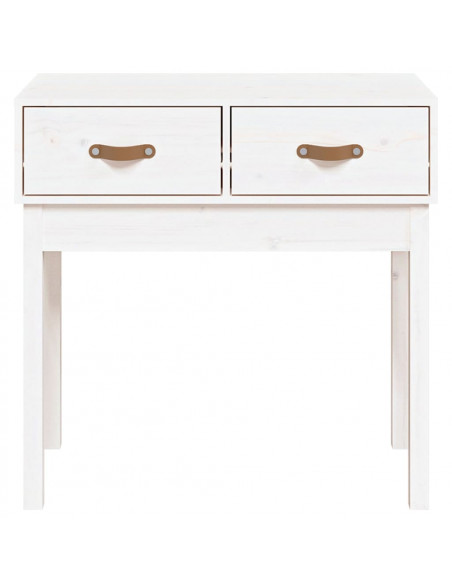 Tavolo Consolle Bianco 76,5x40x75 cm in Legno Massello di Pino