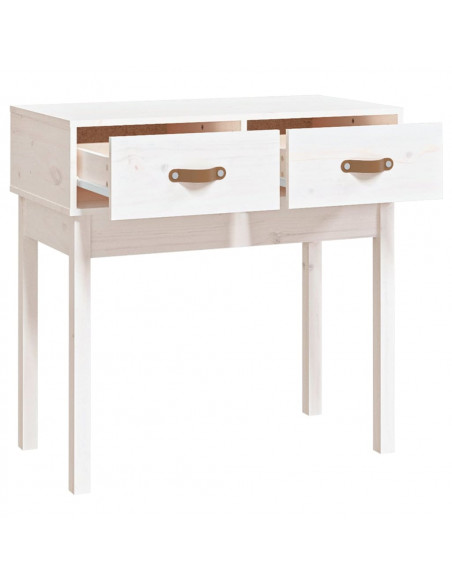 Tavolo Consolle Bianco 76,5x40x75 cm in Legno Massello di Pino