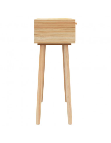 Tavolo Consolle Marrone 80x30x75 Massello Pino Rattan Naturale