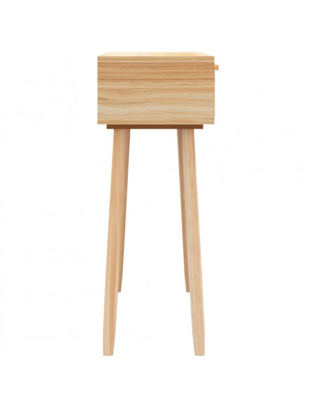 Tavolo Consolle Marrone 80x30x75 Massello Pino Rattan Naturale