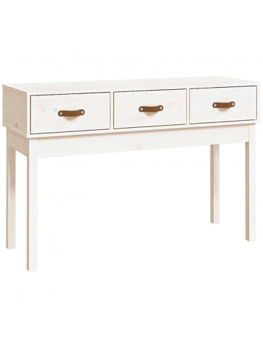 Tavolo Consolle Bianco 114x40x75 cm in Legno Massello di Pino