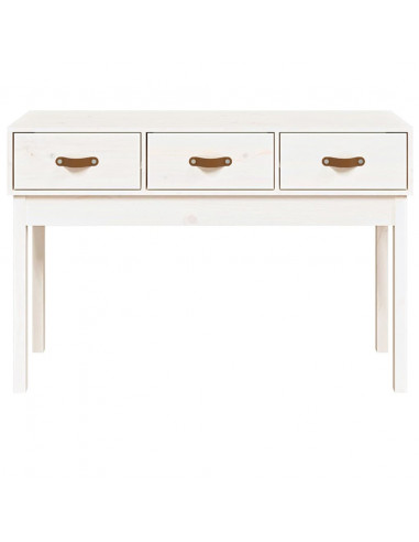Tavolo Consolle Bianco 114x40x75 cm in Legno Massello di Pino