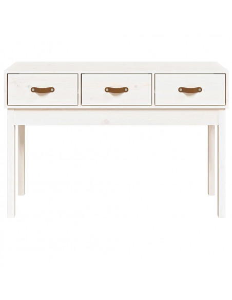 Tavolo Consolle Bianco 114x40x75 cm in Legno Massello di Pino
