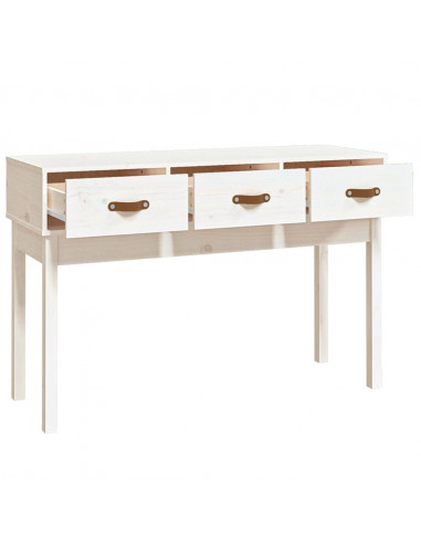 Tavolo Consolle Bianco 114x40x75 cm in Legno Massello di Pino