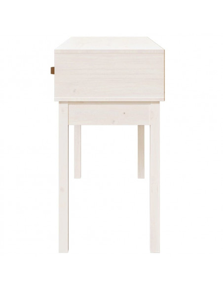 Tavolo Consolle Bianco 114x40x75 cm in Legno Massello di Pino