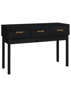 Tavolo Consolle Nero 114x40x75 cm in Legno Massello di Pino 2