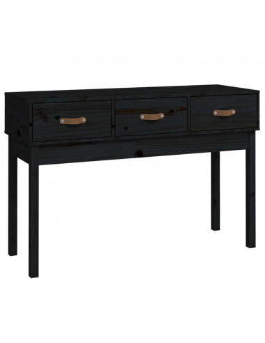 Tavolo Consolle Nero 114x40x75 cm in Legno Massello di Pino