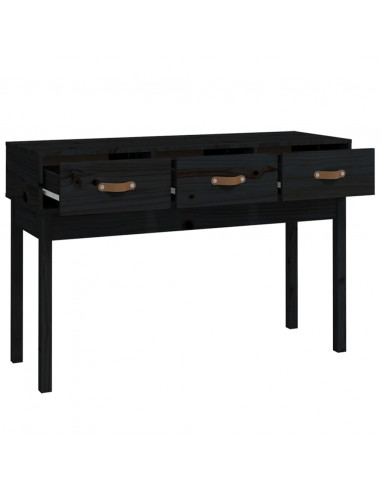 Tavolo Consolle Nero 114x40x75 cm in Legno Massello di Pino