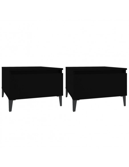 Tavolini 2pz Neri 50x46x35 cm in Legno Multistrato
