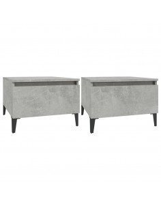 Tavolini 2pz Grigio Cemento 50x46x35 cm in Legno Multistrato 2