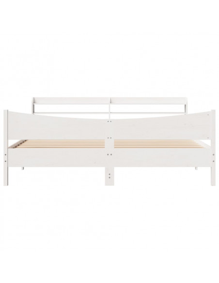 Giroletto con Testiera Bianco 200x200 cm Legno Massello di Pino