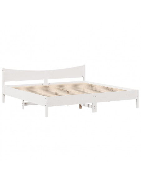 Giroletto con Testiera Bianco 200x200 cm Legno Massello di Pino