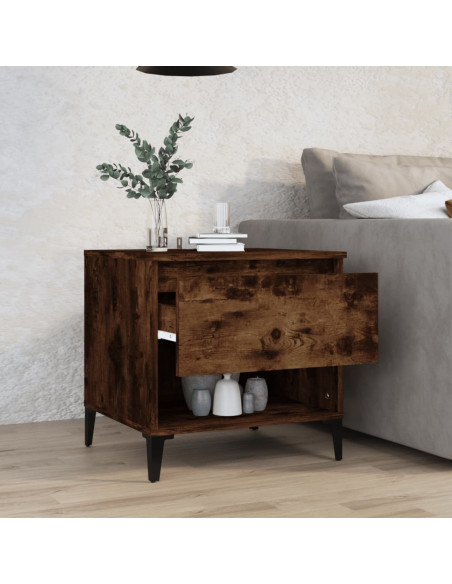 Tavolino da Salotto Rovere Fumo 50x46x50cm in Legno Multistrato