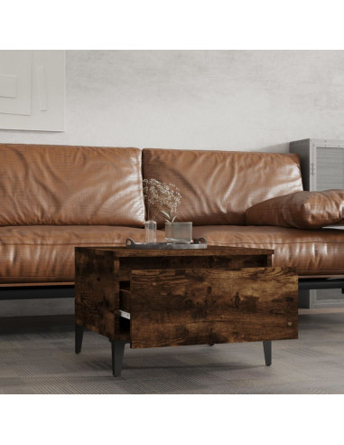 Tavolino da Salotto Rovere Fumo 50x46x35cm in Legno Multistrato