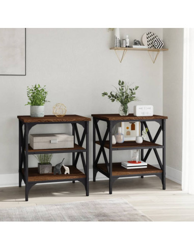 Tavolini 2 pz Rovere Marrone 40x42x50 cm in Legno Multistrato