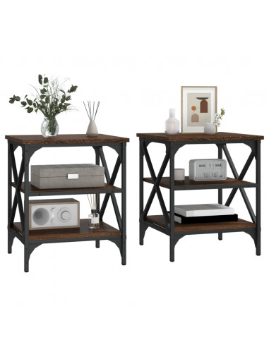 Tavolini 2 pz Rovere Marrone 40x42x50 cm in Legno Multistrato