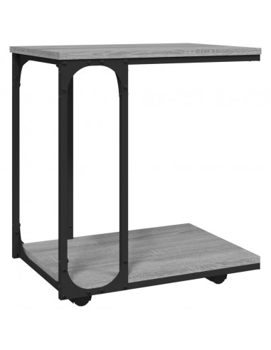 Tavolino con Ruote Grigio Sonoma 50x35x55,5cm Legno Multistrato