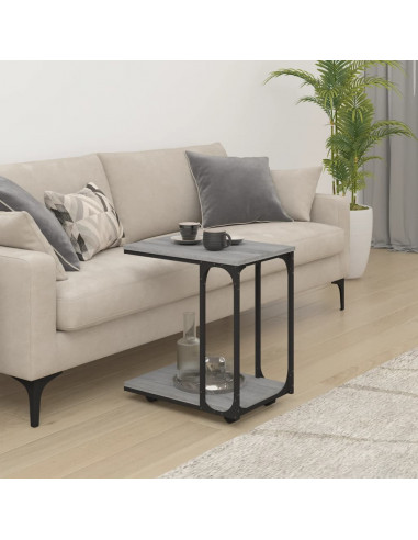 Tavolino con Ruote Grigio Sonoma 50x35x55,5cm Legno Multistrato