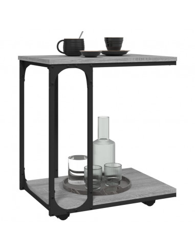 Tavolino con Ruote Grigio Sonoma 50x35x55,5cm Legno Multistrato