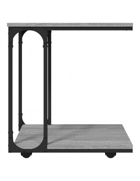 Tavolino con Ruote Grigio Sonoma 50x35x55,5cm Legno Multistrato