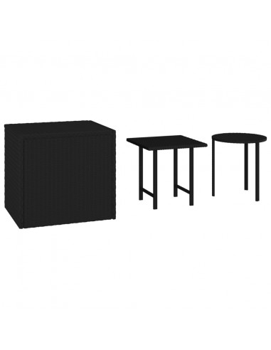 Tavolini 3 pz Neri in Polyrattan