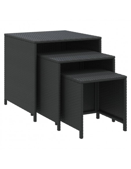 Tavolini Impilabili 3 pz Neri in Polyrattan