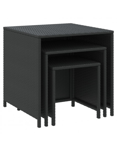 Tavolini Impilabili 3 pz Neri in Polyrattan