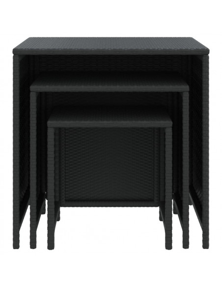 Tavolini Impilabili 3 pz Neri in Polyrattan