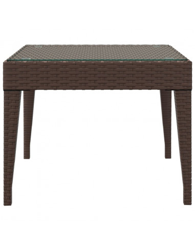 Tavolino Marrone 50x50x38 cm Polyrattan e Vetro Temperato