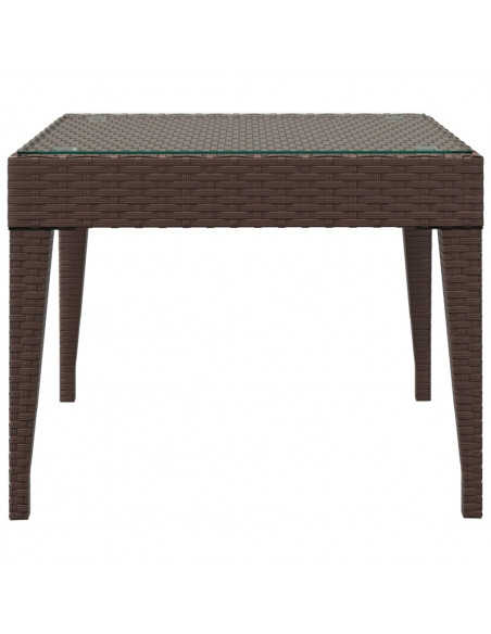 Tavolino Marrone 50x50x38 cm Polyrattan e Vetro Temperato