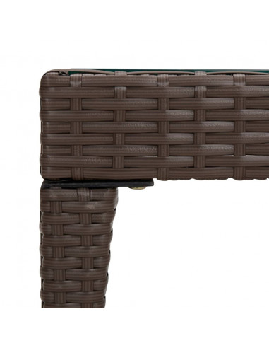 Tavolino Marrone 50x50x38 cm Polyrattan e Vetro Temperato