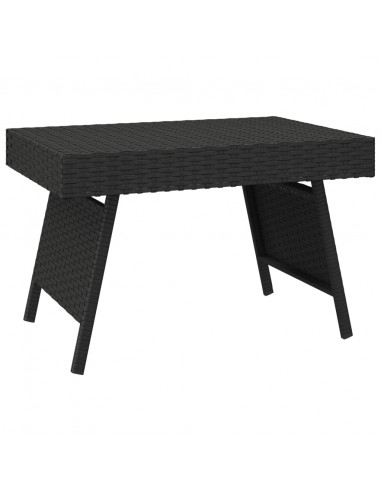 Tavolino Pieghevole Nero 60x40x38 cm in Polyrattan