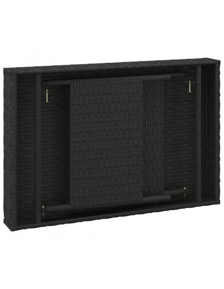 Tavolino Pieghevole Nero 60x40x38 cm in Polyrattan