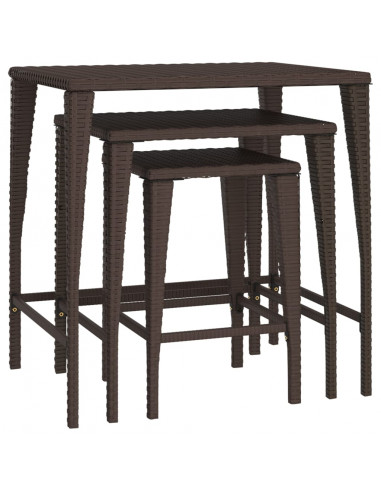 Tavolini Impilabili 3 pz Marroni in Polyrattan